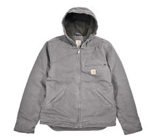 画像1: Used Carhartt Washed Duck Sherpa Lined Jacket Gravel (1)