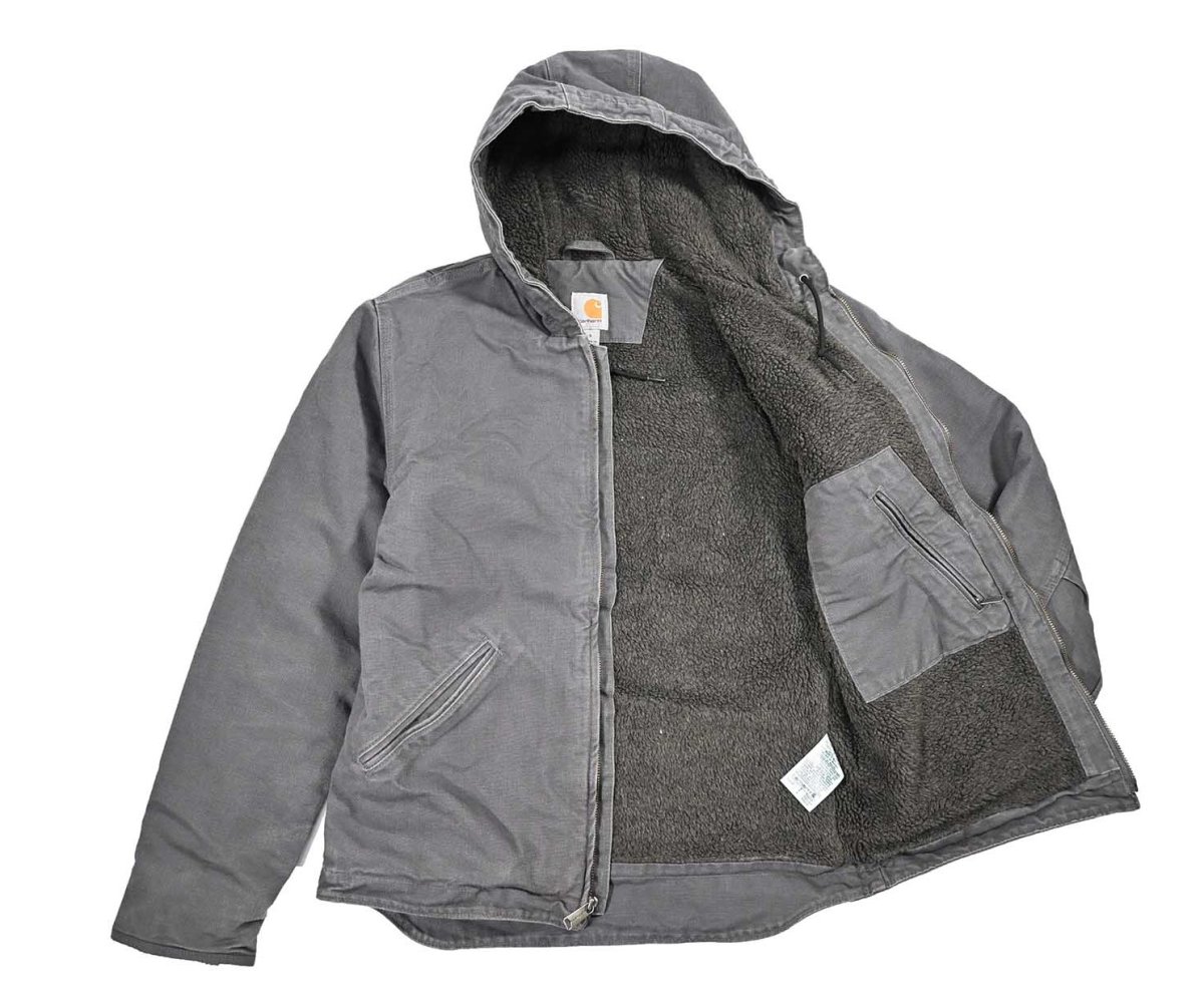 画像5: Used Carhartt Washed Duck Sherpa Lined Jacket Gravel (5)