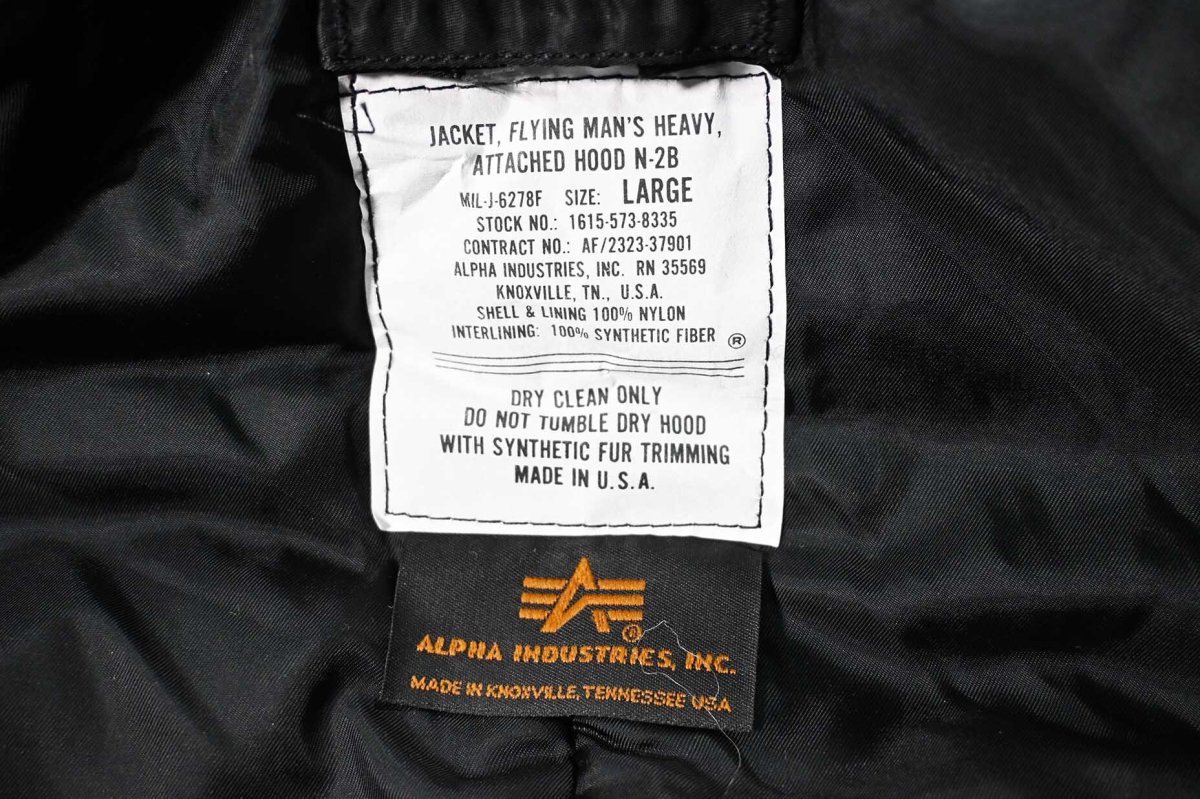 画像6: Deadstock Alpha N-2B Flight Jacket Black made in USA (6)
