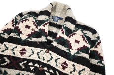 画像2: Used Polo Ralph Lauren Shawl Collar Hand Knit Cardigan ラルフローレン (2)