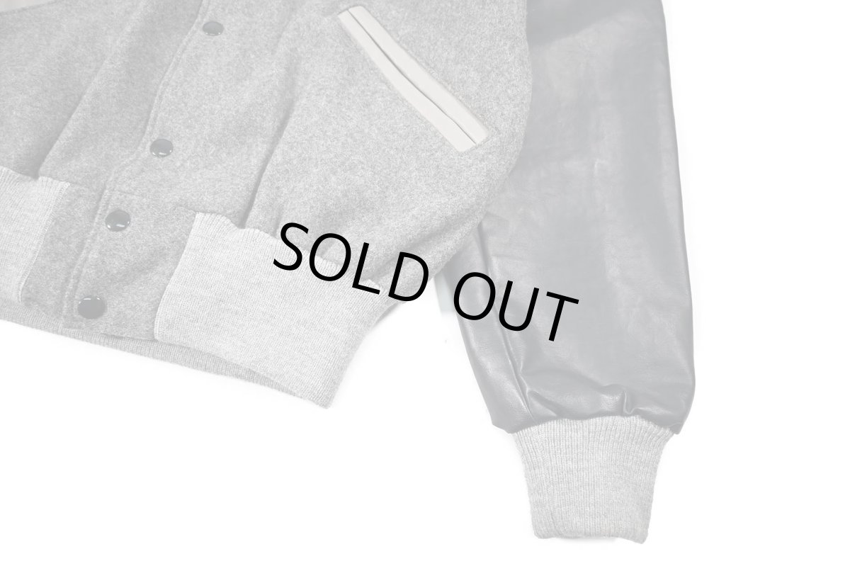 画像3: Deadstock DeLong Melton/Leather Varsity Jacket Grey/Navy (3)