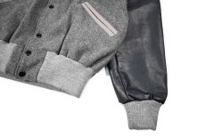 画像3: Deadstock DeLong Melton/Leather Varsity Jacket Grey/Navy (3)