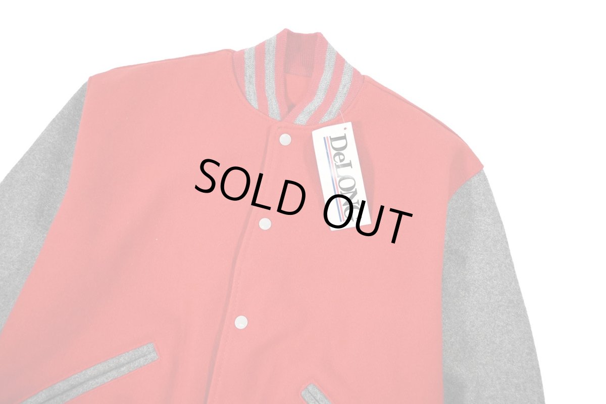 画像2: Deadstock DeLong Melton Varsity Jacket Red/Grey made in USA (2)