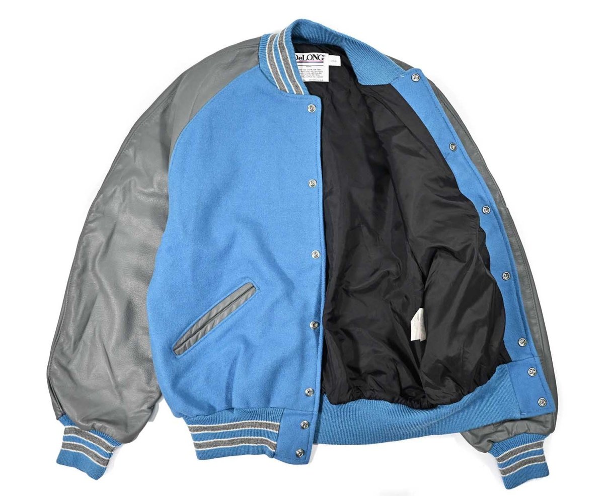 画像4: Deadstock DeLong Melton/Leather Varsity Jacket Sax/Grey made in USA (4)