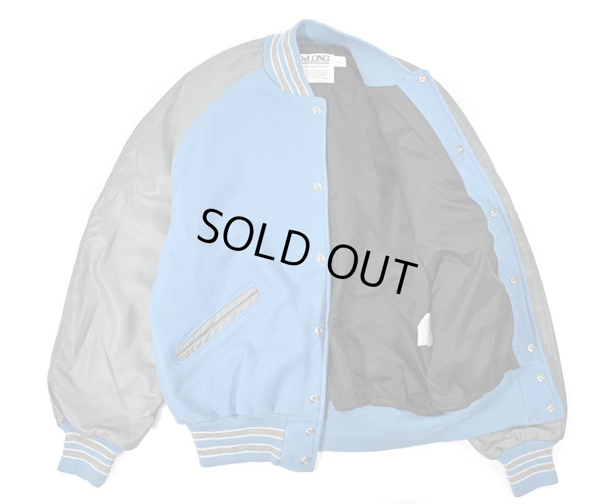 画像4: Deadstock DeLong Melton/Leather Varsity Jacket Sax/Grey made in USA (4)