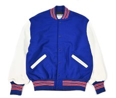 画像1: Deadstock DeLong Melton/Leather Varsity Jacket Blue/White made in USA (1)