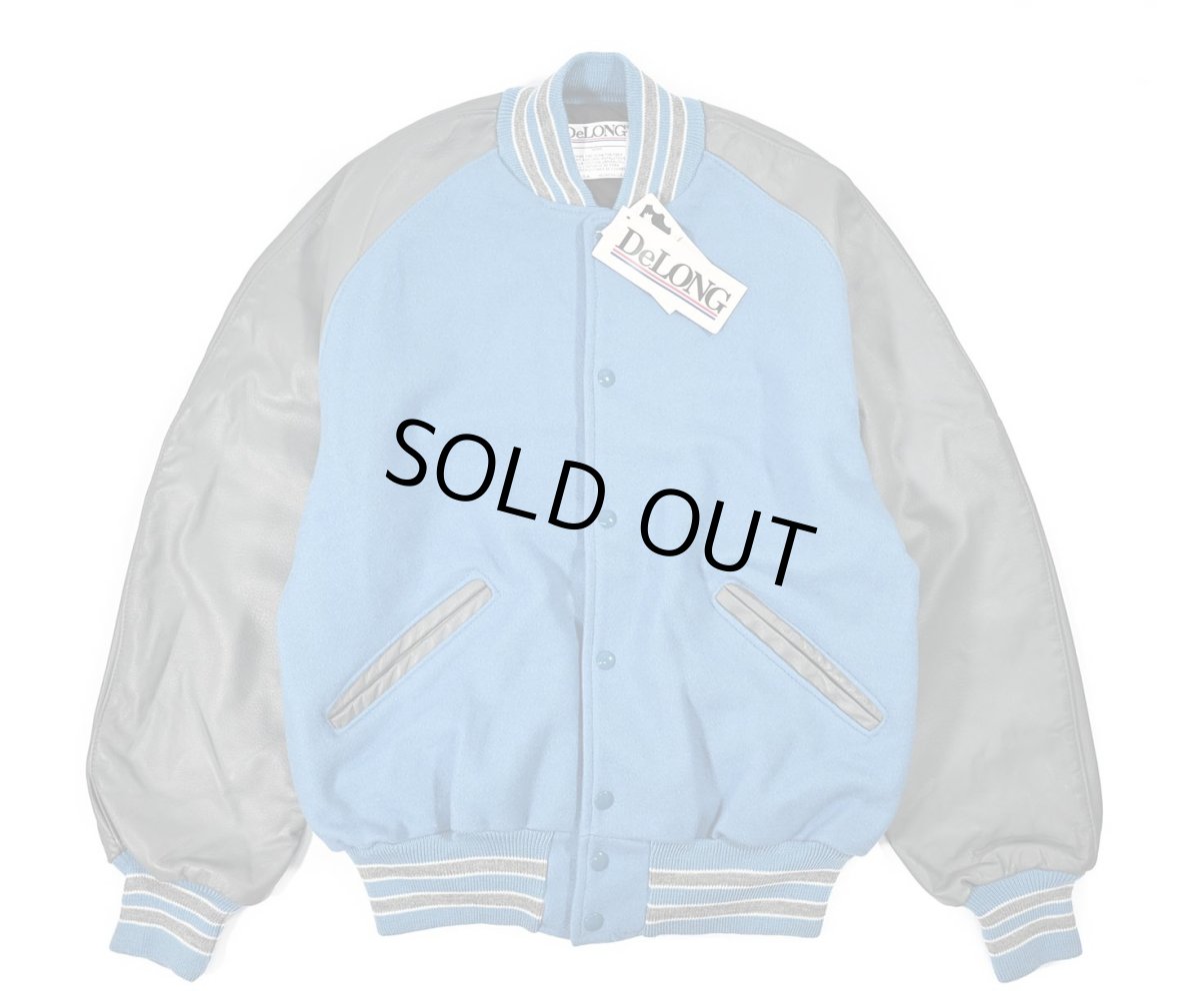 画像1: Deadstock DeLong Melton/Leather Varsity Jacket Sax/Grey made in USA (1)