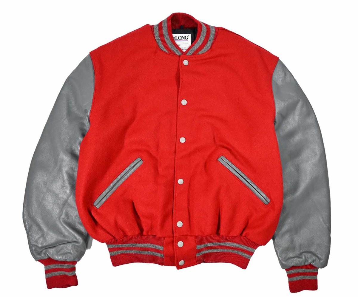 画像1: Deadstock DeLong Melton/Leather Varsity Jacket Red/Grey made in USA (1)