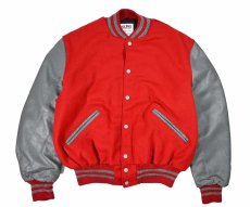 画像1: Deadstock DeLong Melton/Leather Varsity Jacket Red/Grey made in USA (1)