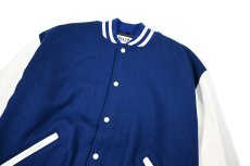 画像2: Deadstock DeLong Melton/Leather Varsity Jacket Blue/White made in USA (2)