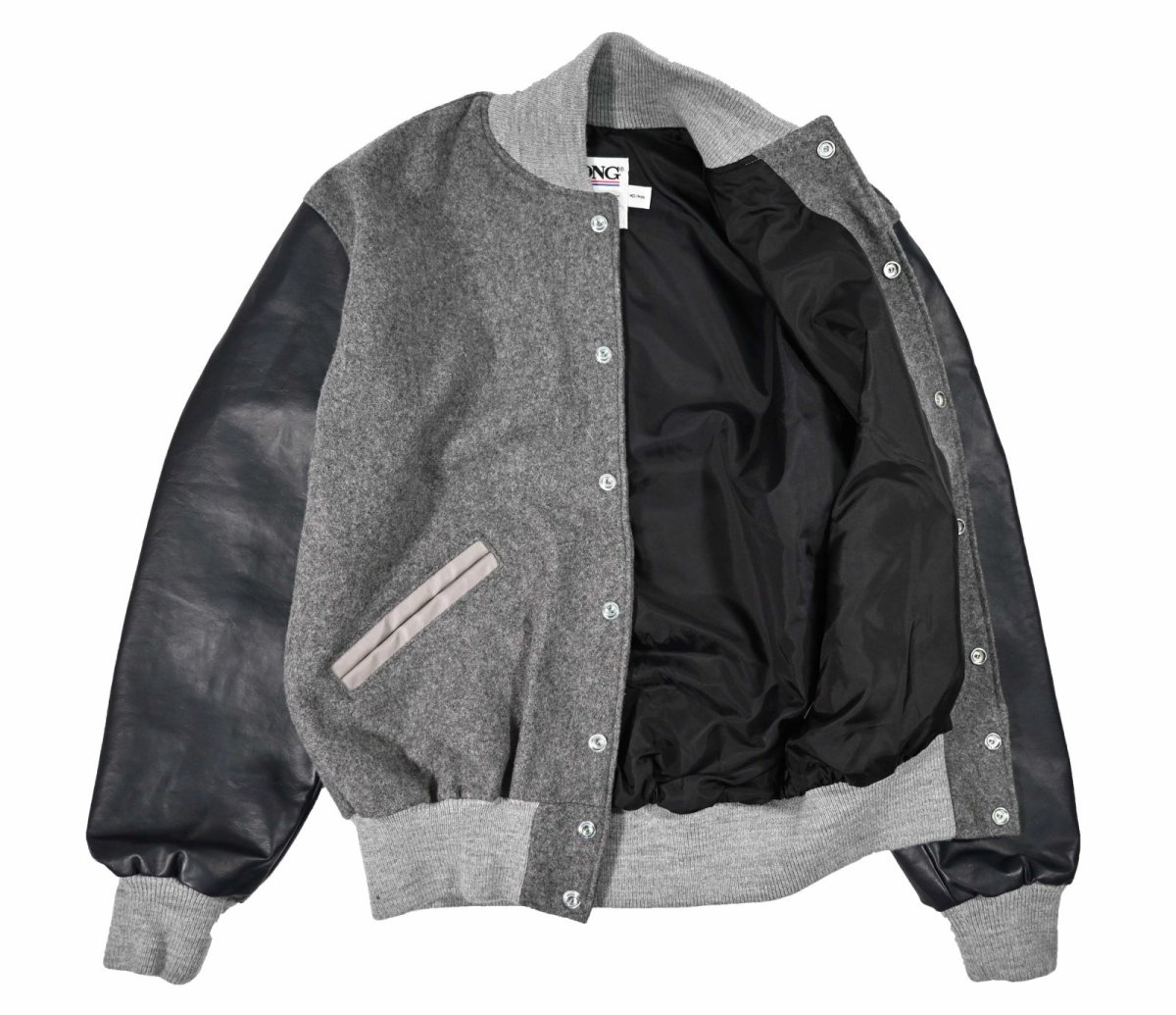 画像4: Deadstock DeLong Melton/Leather Varsity Jacket Grey/Navy (4)