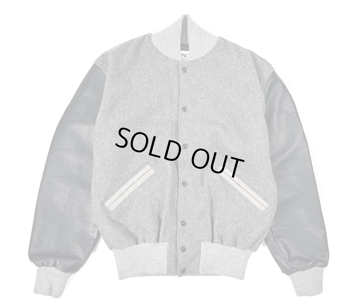 画像1: Deadstock DeLong Melton/Leather Varsity Jacket Grey/Navy (1)