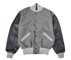 画像1: Deadstock DeLong Melton/Leather Varsity Jacket Grey/Navy (1)