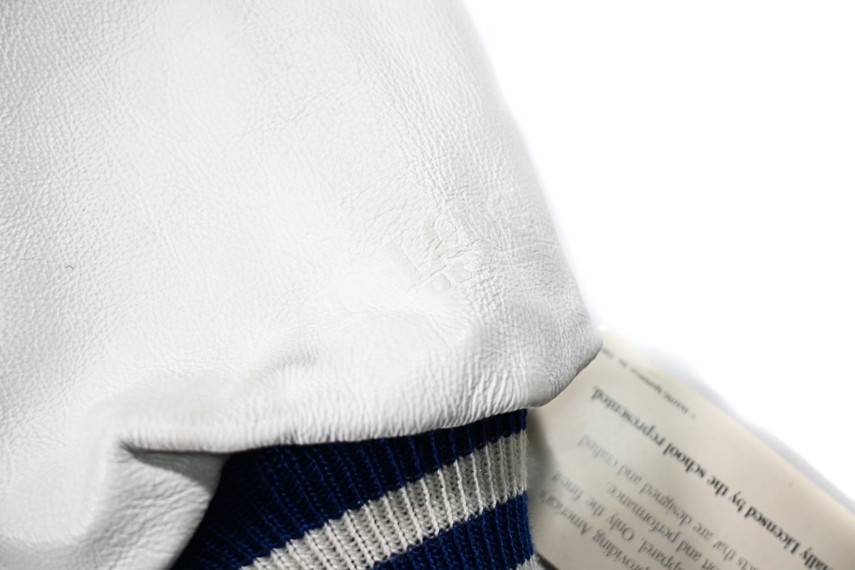 画像4: Deadstock DeLong Melton/Leather Varsity Jacket Blue/White made in USA (4)