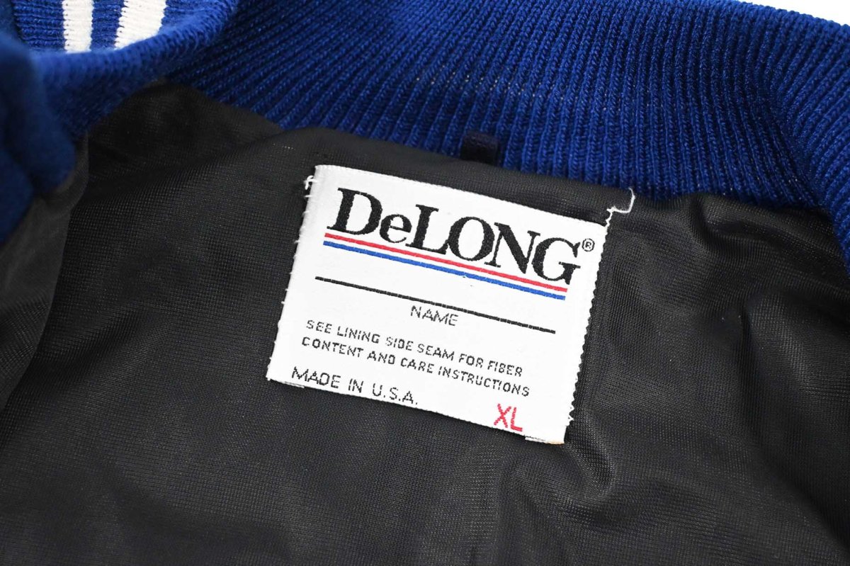 画像6: Deadstock DeLong Melton/Leather Varsity Jacket Blue/White made in USA (6)