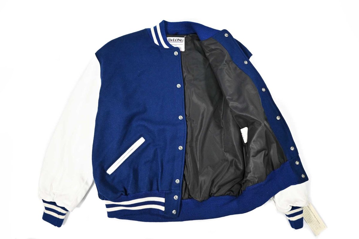 画像5: Deadstock DeLong Melton/Leather Varsity Jacket Blue/White made in USA (5)
