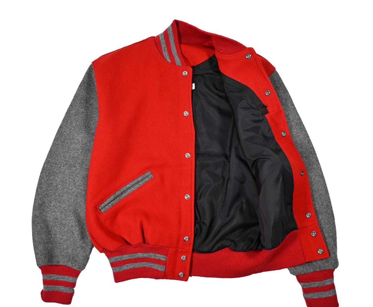画像4: Deadstock DeLong Melton Varsity Jacket Red/Grey made in USA (4)