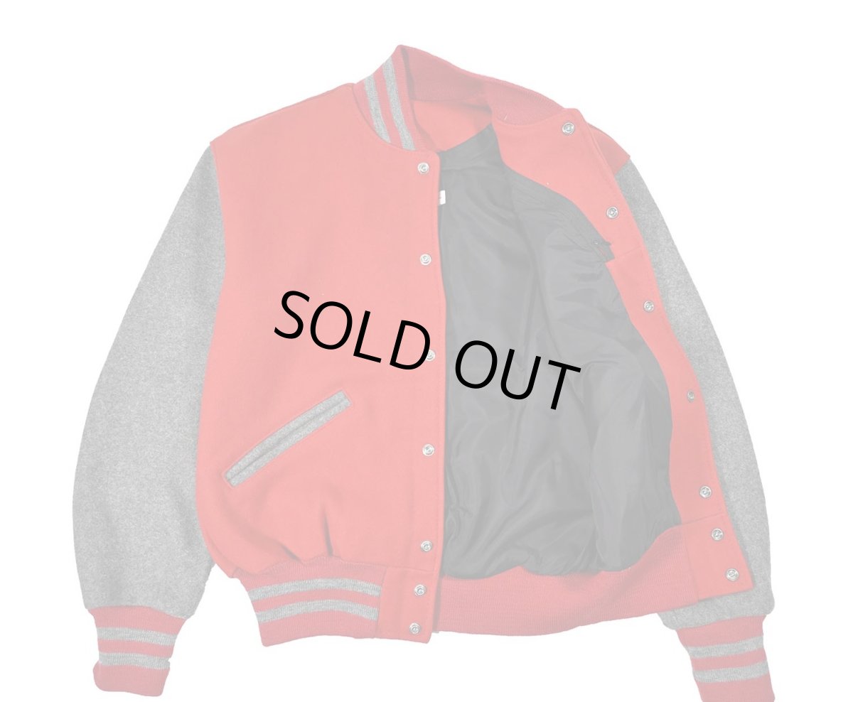 画像4: Deadstock DeLong Melton Varsity Jacket Red/Grey made in USA (4)