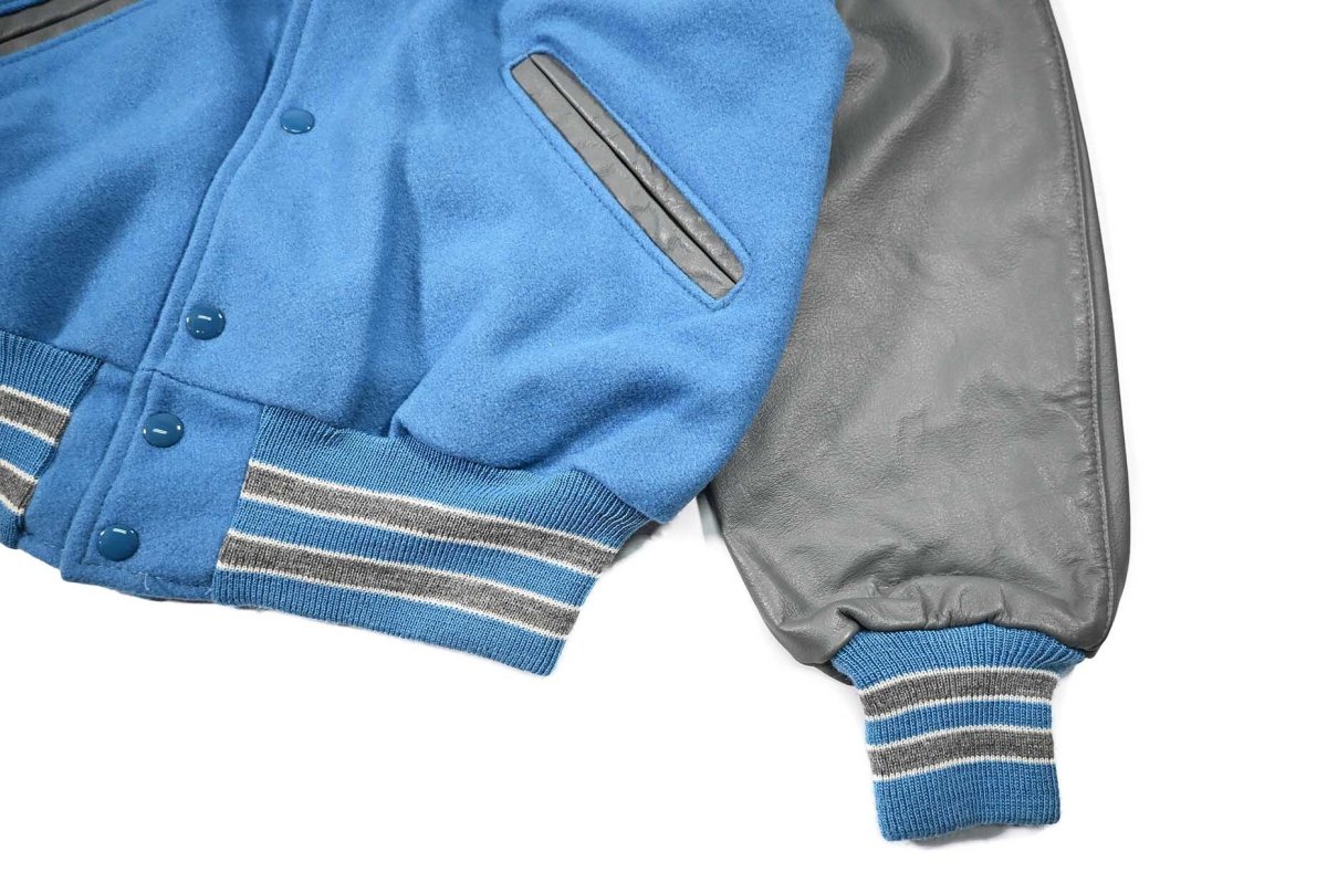 画像3: Deadstock DeLong Melton/Leather Varsity Jacket Sax/Grey made in USA (3)