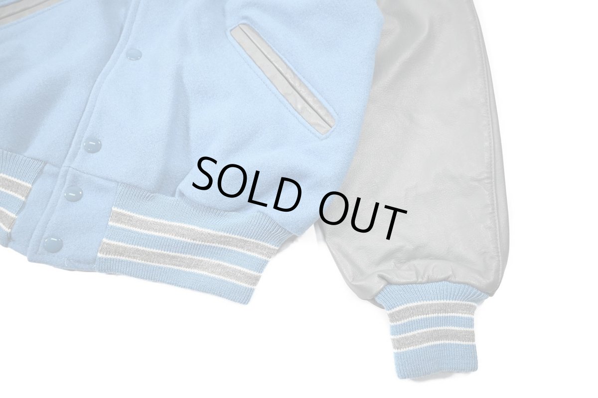 画像3: Deadstock DeLong Melton/Leather Varsity Jacket Sax/Grey made in USA (3)