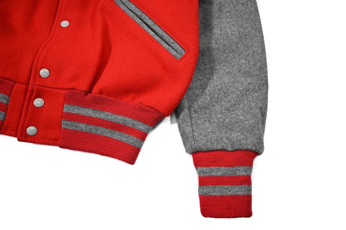 画像3: Deadstock DeLong Melton Varsity Jacket Red/Grey made in USA (3)