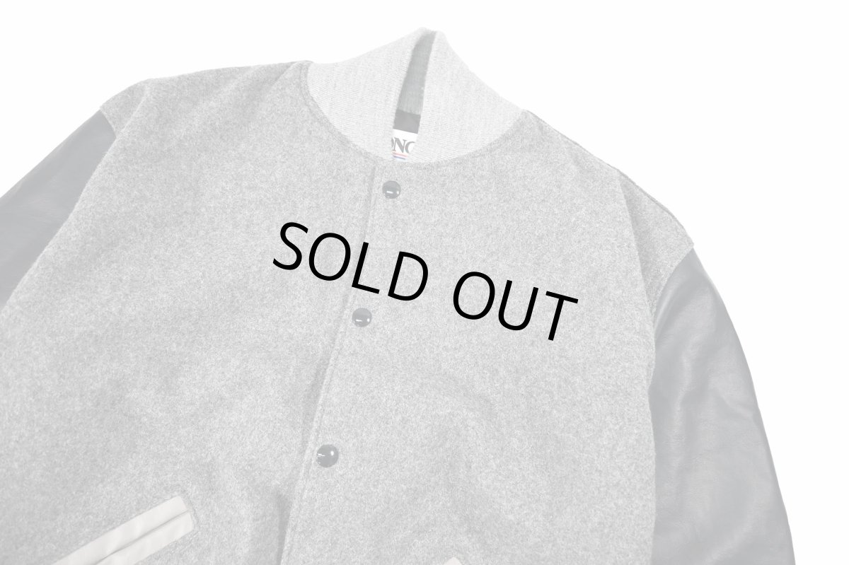 画像2: Deadstock DeLong Melton/Leather Varsity Jacket Grey/Navy (2)