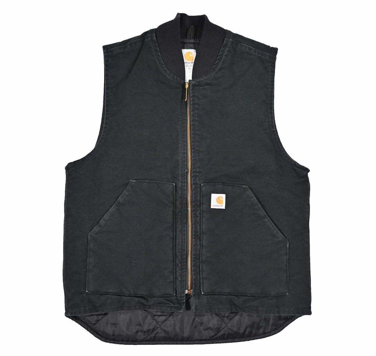 画像1: Used Carhartt Quilt Lined Duck Vest Black (1)
