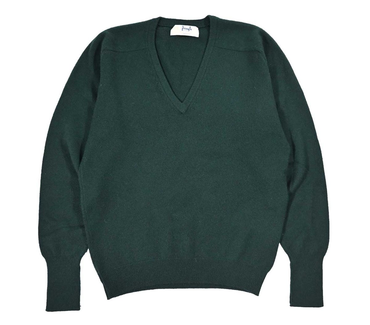 画像1: Used Pringle of Scotland V-Neck Cashmere Knit Sweater Green (1)