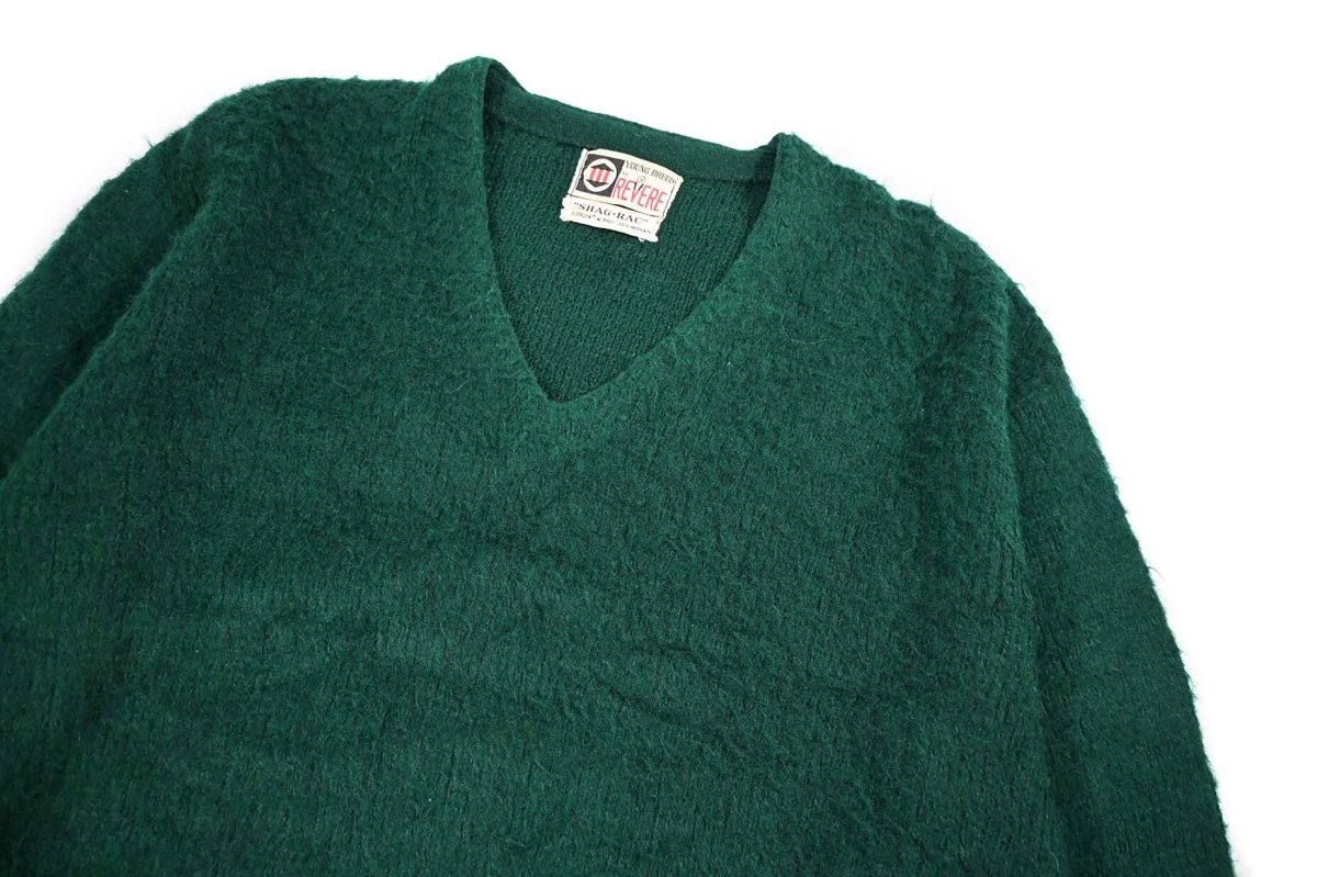 画像2: 60s-70s Used Young Breed by Revere V-Neck Mohair Knit Sweater (2)