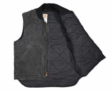 画像5: Used Carhartt Quilt Lined Duck Vest Black made in USA (5)