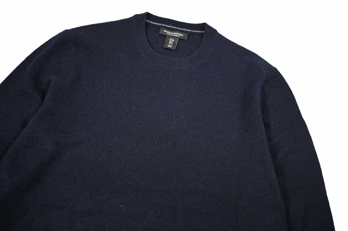画像2: Used Paolo Mondo Cashmere Knit Sweater Navy (2)