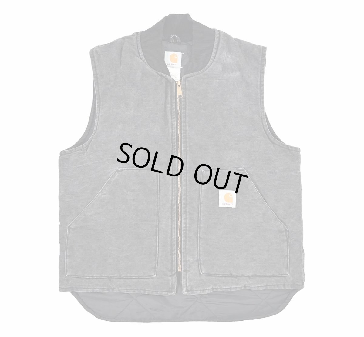 画像1: Used Carhartt Quilt Lined Duck Vest Black made in USA (1)