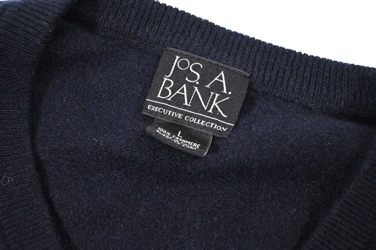 画像4: Used Jos.A.Bank V-Neck Cashmere Knit Sweater Navy (4)