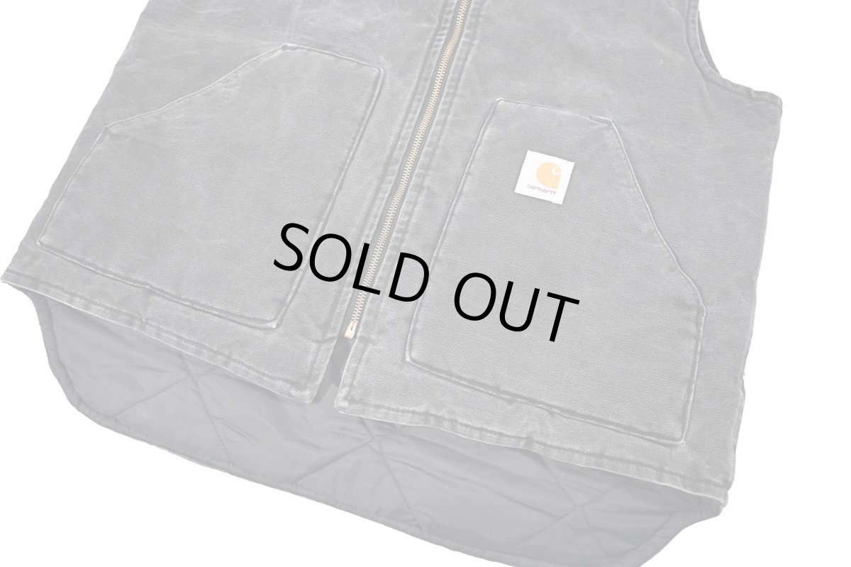 画像4: Used Carhartt Quilt Lined Duck Vest Black made in USA (4)