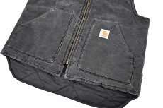 画像4: Used Carhartt Quilt Lined Duck Vest Black made in USA (4)