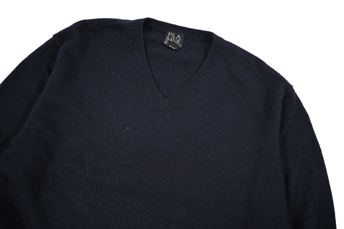 画像2: Used Jos.A.Bank V-Neck Cashmere Knit Sweater Navy (2)