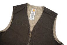 画像3: Used Carhartt Sherpa Lined Rugged Vest Walnut Brown (3)