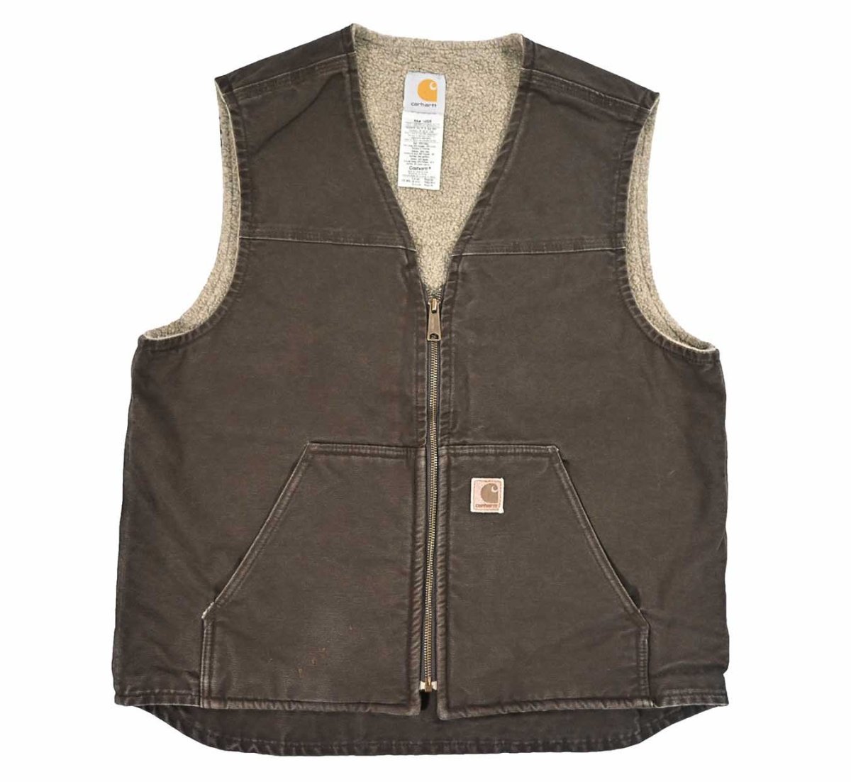 画像1: Used Carhartt Sherpa Lined Rugged Vest Walnut Brown (1)