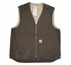 画像1: Used Carhartt Sherpa Lined Rugged Vest Walnut Brown (1)