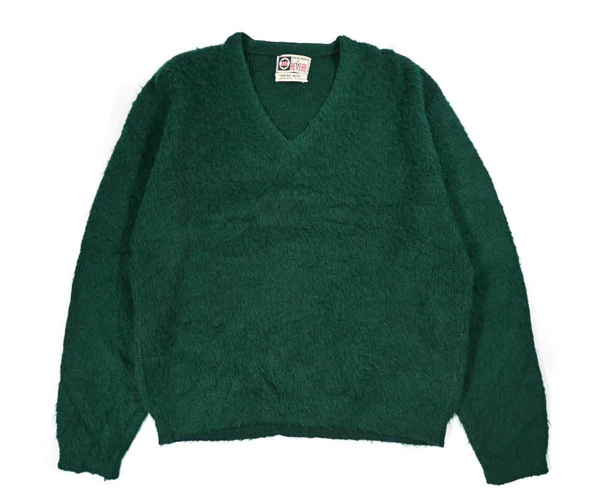 画像1: 60s-70s Used Young Breed by Revere V-Neck Mohair Knit Sweater (1)