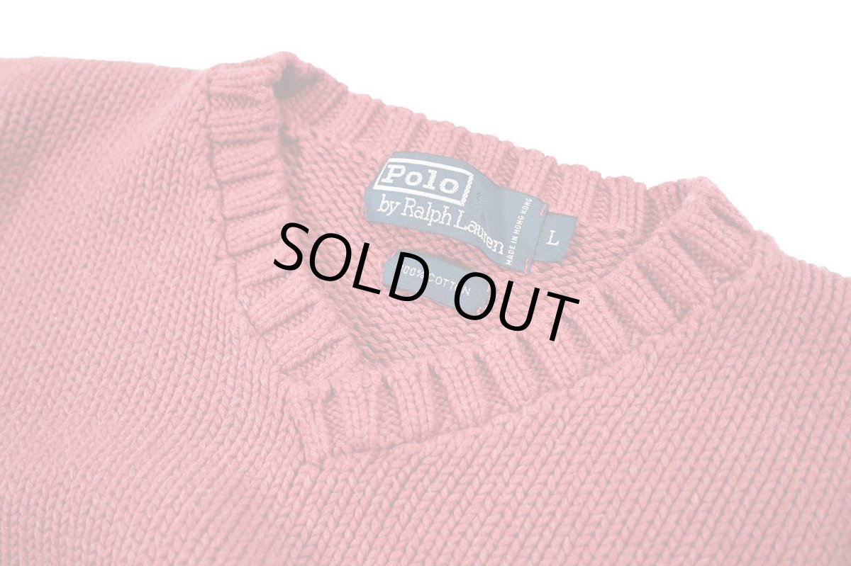 画像4: Used Polo Ralph Lauren V-Neck Cotton Knit Pink ラルフローレン (4)