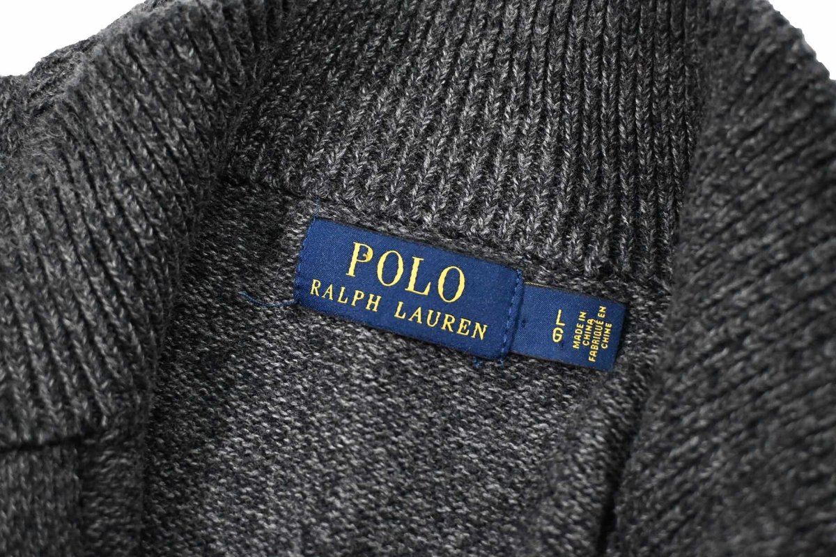 画像4: Used Polo Ralph Lauren Quarter Zip Cotton Knit Charcoal ラルフローレン (4)