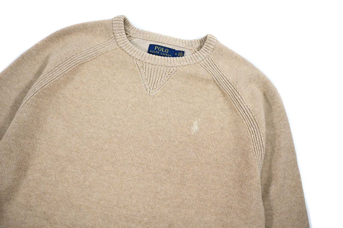 画像2: Used Polo Ralph Lauren Cotton Knit Beige ラルフローレン (2)