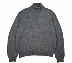画像1: Used Polo Ralph Lauren Quarter Zip Cotton Knit Charcoal ラルフローレン (1)