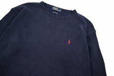 画像2: Used Polo Ralph Lauren Cotton Knit Navy ラルフローレン (2)
