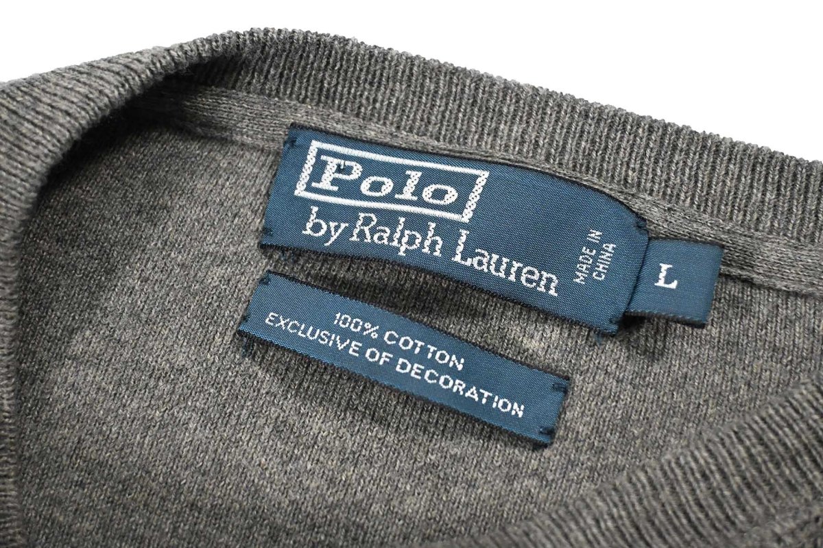 画像4: Used Polo Ralph Lauren Cotton Knit Grey ラルフローレン (4)
