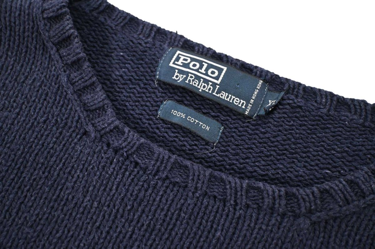 画像4: Used Polo Ralph Lauren Cotton Knit Navy ラルフローレン (4)