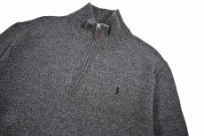 画像2: Used Polo Ralph Lauren Quarter Zip Cotton Knit Charcoal ラルフローレン (2)