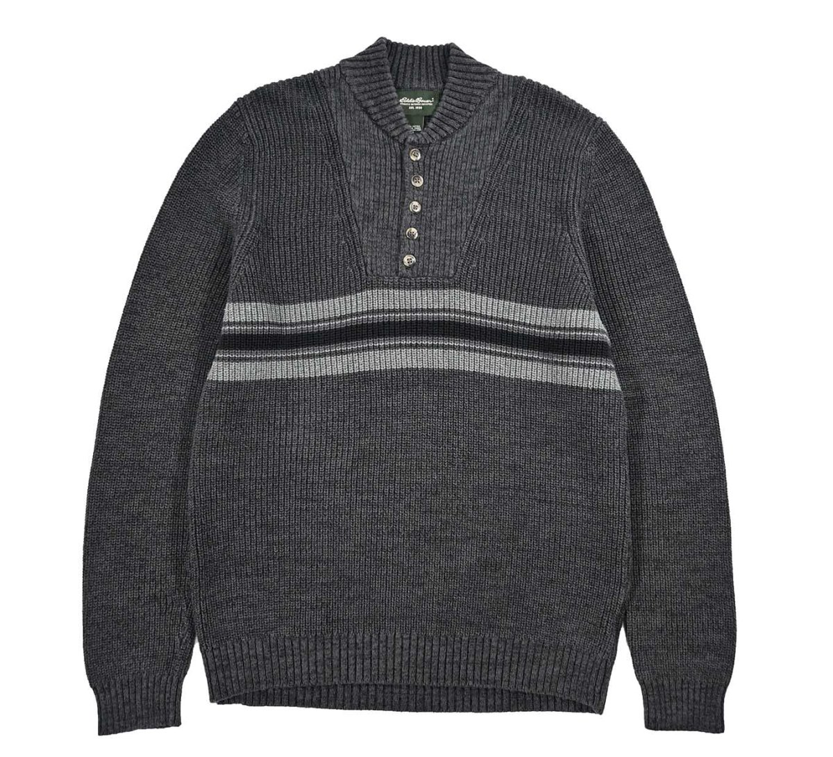 画像1: Used Eddie Bauer Henley Neck Cotton Knit (1)