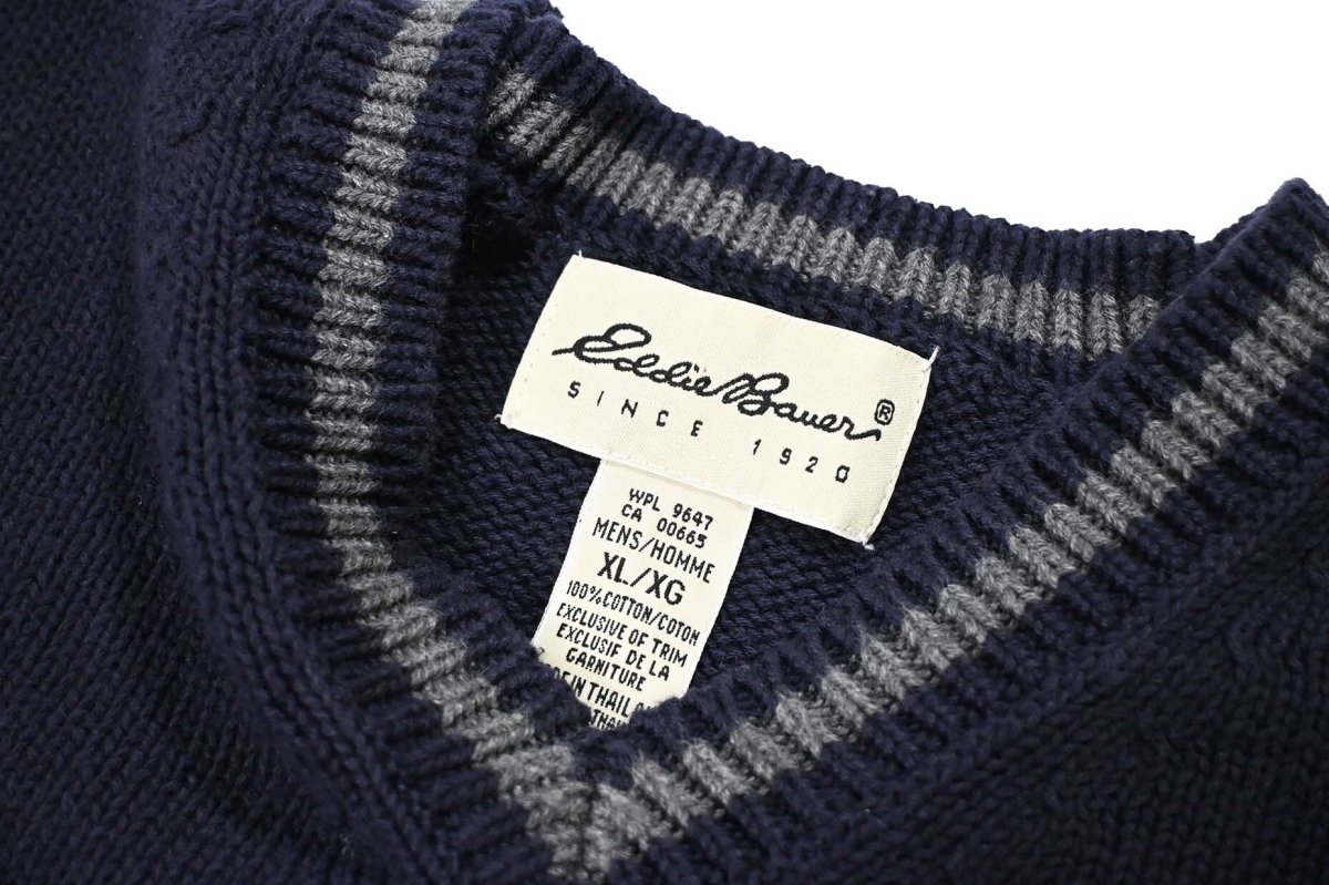 画像4: Used Eddie Bauer V-Neck Cotton Knit (4)